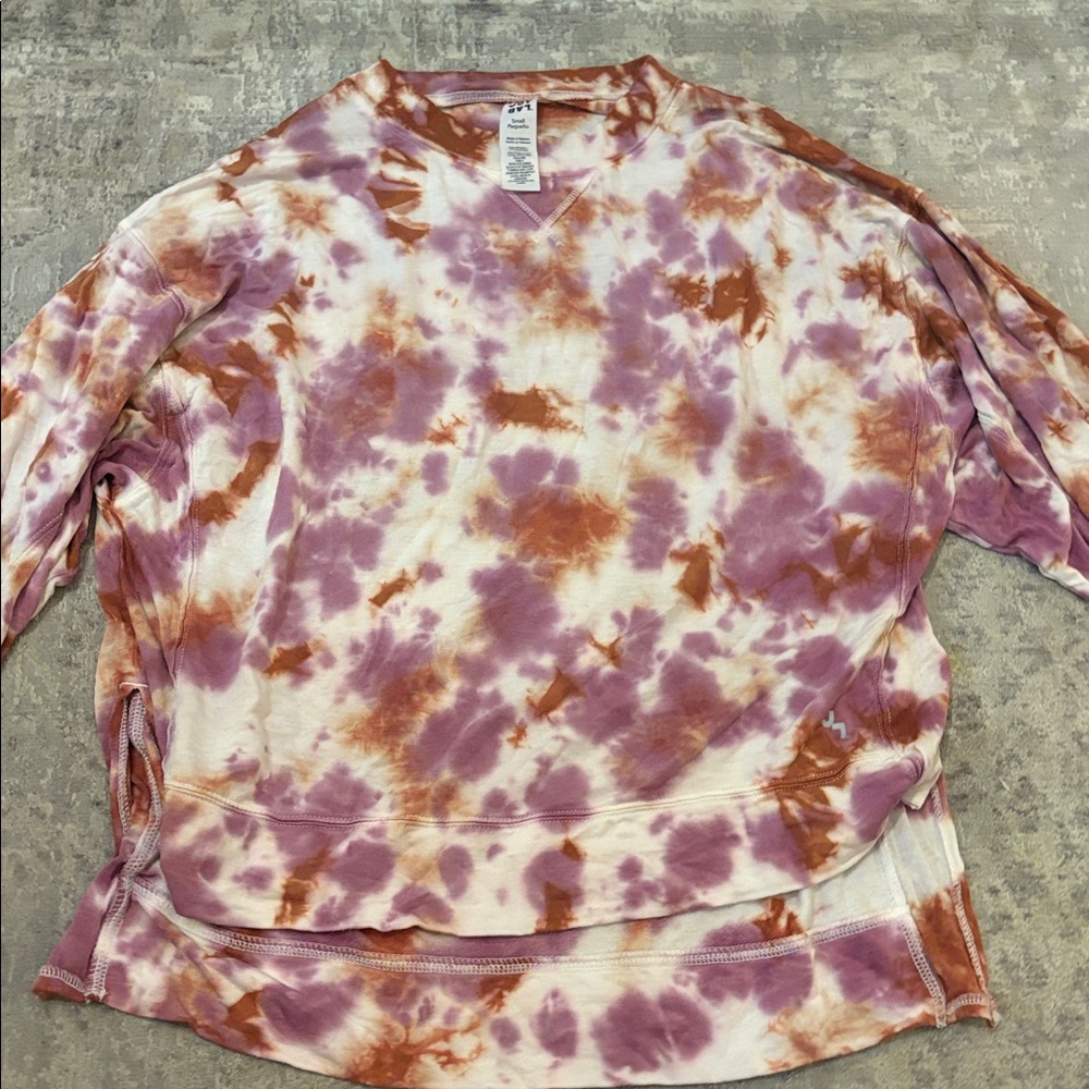 Joylab Pink and Burnt Orange Sienna Tie Dye Slouchy Oversized Sweatshirt Small
